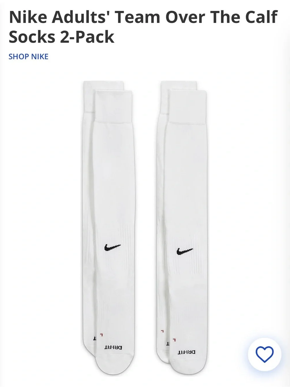 Nike Men's White Over-the-Calf Socks 2-Pack